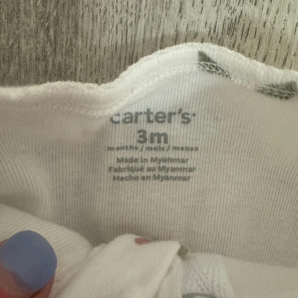Carter's White Footie One Piece with hummingbird and strawberry  Print